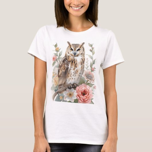 森のささやきフクロウ Tシャツ (正面)