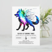 森のちびオオカミ デジタル男子誕生日 招待状 (スタンド正面)