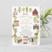 森のどうぶつたちと村の仲間たち ベビーシャワー 招待状 (スタンド正面)