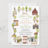 森のどうぶつたちと村の仲間たち ベビーシャワー 招待状 (正面)