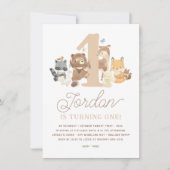 森のどうぶつたち　１さいの誕生日パーティー 招待状 (正面)