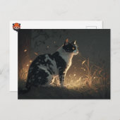森のはがきに白黒毛禿ねこ ポストカード (正面/裏面)