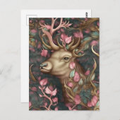 森のはがきに隠れているピンクの牡鹿 ポストカード (正面/裏面)