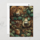 森のはがきに隠れている熊 ポストカード (正面/裏面)