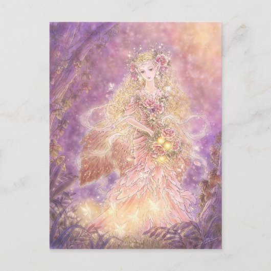 森のはがきの女性 ポストカード (正面)