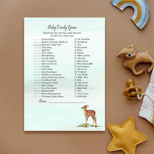 森のアドベンチャーデアベビーシャワーキャンディーゲーム 招待状