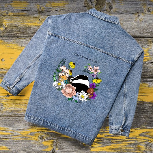 森のアナグマ 野の花 キノコ セージグリーン デニムジャケット