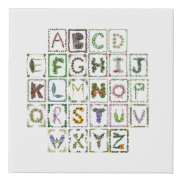 森のアルファベット ABC 保育園 インテリア | 自然ベース フェイクキャンバスプリント