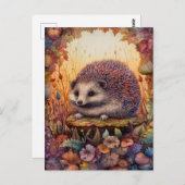 森のアートポストカードの美しいハリネズミ ポストカード (正面/裏面)