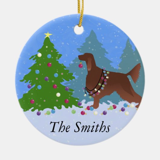 森のア飾イルランドセッター セラミックオーナメント (正面)