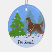 森のア飾イルランドセッター セラミックオーナメント (左)