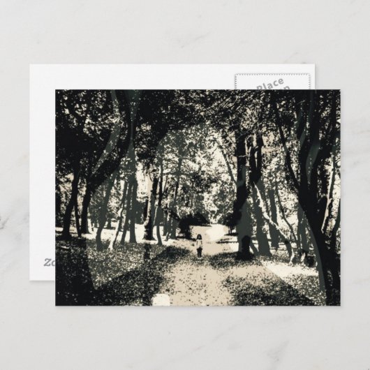 森のイメージの郵便はがきの不気味な幽霊 ポストカード (正面/裏面)