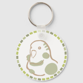 森のインコ&ポップな緑タイル キーホルダー