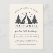 森のウィグワムお誕生日キャンプパーティーの招待状 インビテーションポストカード (正面)