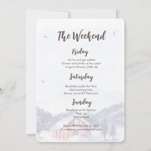 森のウィークエンド冬の招待状 招待状 (裏面)