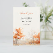 森のウェディング。紅葉の森での結婚式のお礼 サンキューカード (スタンド正面)