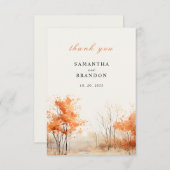 森のウェディング。紅葉の森での結婚式のお礼 サンキューカード (正面/裏面)