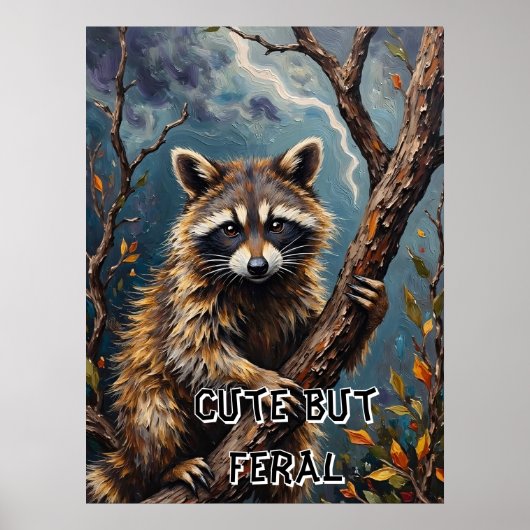 森のウォッチャー：脚の上のラクーン ポスター (正面)