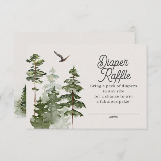 森のウッドランドおむつラッフル囲いカード エンクロージャーカード (正面/裏面)