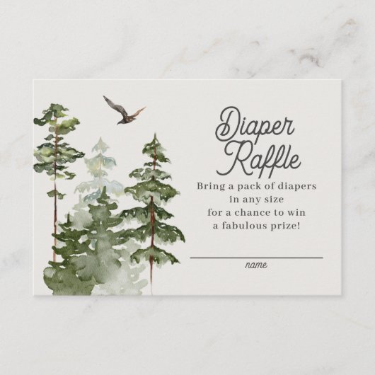 森のウッドランドおむつラッフル囲いカード エンクロージャーカード (正面)