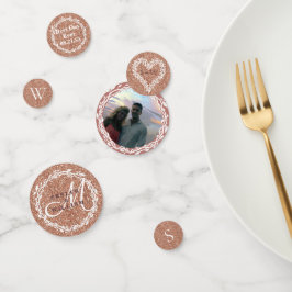 森のエレガントなばら色の金ゴールドを結婚してあなたの写真を加えて下さい コンフェッティ