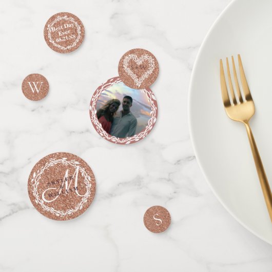 森のエレガントなばら色の金ゴールドを結婚してあなたの写真を加えて下さい コンフェッティ (グループ)