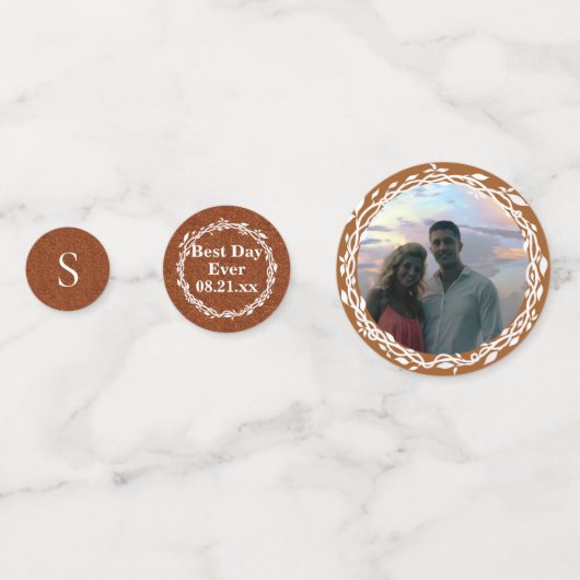 森のエレガントな銅を結婚してあなたの写真を加えて下さい コンフェッティ (正面)