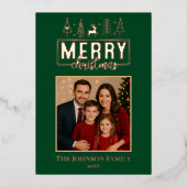 森のエレガント緑のメリークリスマス 箔シーズンカード (正面)
