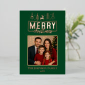 森のエレガント緑のメリークリスマス 箔シーズンカード (立ち正面)