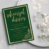 森のエレガント緑の金ゴールドフローラリハーサル夕食会 招待状