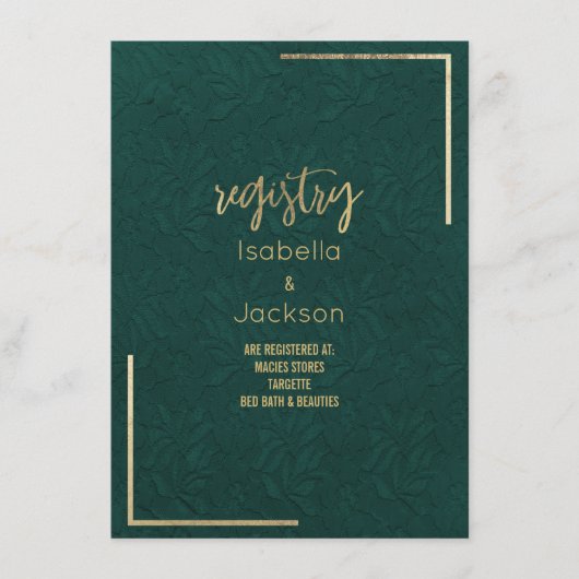 森のエレガント緑の金ゴールドフローラレース登録 エンクロージャーカード (正面)