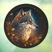 森のオオカミの夜空の野生動物アート ウィンドウサイン (シート3)