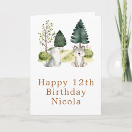 森のオオカミの誕生日カード カード