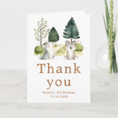 森のオオカミの誕生日カード サンキューカード (正面)
