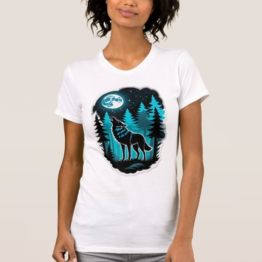 森のオオカミの霊 Tシャツ (正面)
