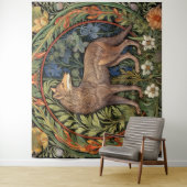 森のオオカミアールヌーボー タペストリー (インサイチュ)