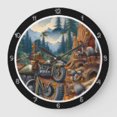 森のオートバイ ラージ壁時計 (正面)