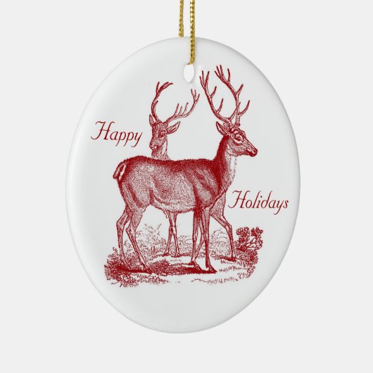 森のカスタムのクリスマスのアカシカのトナカイ セラミックオーナメント (右)