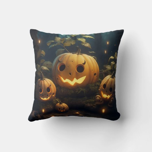 森のカボチャの彫刻装飾用クッション クッション (裏面)