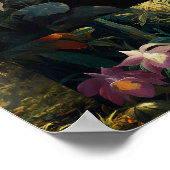 森のカラフルアートコラージュのエキゾチックな虎 ポスター (角)