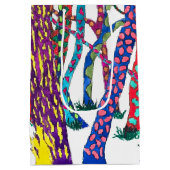 森のカラフル熱狂するおもしろいの幸せ ミディアムペーパーバッグ (裏面)