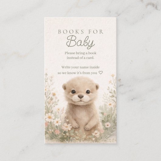 森のカワウソ ベビーシャワーのBooks for Baby挿入ページ 名刺 (正面)