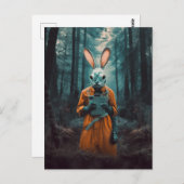 森のガスのマスクに入ったウサギ ポストカード (正面/裏面)