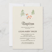 森のキツネの男の子の赤ちゃんのシャワー洗礼招待状 招待状 (正面)