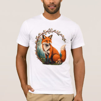 森のキツネ守護者デザイン Tシャツ