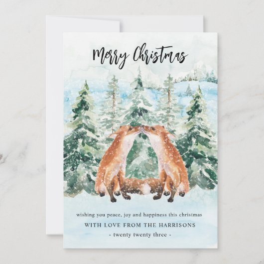 森のキツネ 雪のクリスマス フォレスト かわいい シーズンカード (正面)