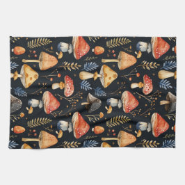 森のキノコとシダ キッチンタオル