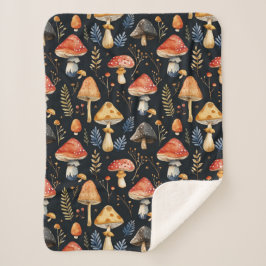 森のキノコとシダ シェルパブランケット
