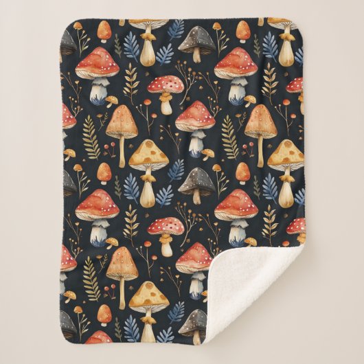 森のキノコとシダ シェルパブランケット (正面)
