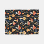 森のキノコとシダ フリースブランケット (正面(横))